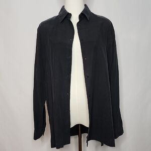 GO BY GO SILK Black Button Down Shirt Size Small